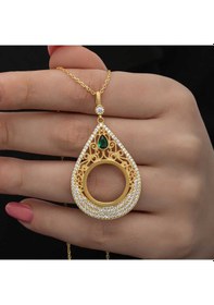 Resim Gümüş Gold Kaplama Damla Çeyrek Takılabilen Kadın Kolye Sl6625 Gümüş 