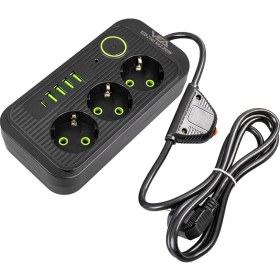 Resim Vea VA-21565 3lü 1.5 Metre Kablolu 4 Usbli+ Type-C Siyah Akım Korumalı Priz 