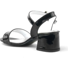 Resim Siyah Rugan Kalın Topuklu Kız Çocuk Abiye Ayakkabı Siyah 