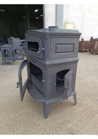 Resim Altara Premium Yk Tek Camlı Kuzineli Yan Kapaklı Döküm Soba 