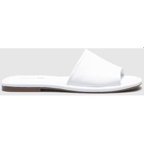 Resim Cabani Hakiki Deri Beyaz Kadın Düz Terlik Beyaz 