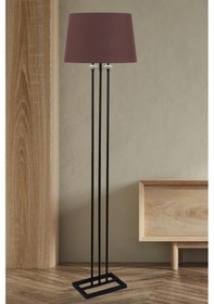 Resim Lona Siyah Taşlı Lambader Koyu Kahve Konik Şapka Oturma Odası Salon Lambader Çok Renkli 