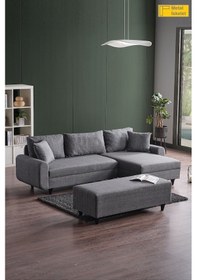 Resim Kagu Corner Flavia Köşe Takımı Puflu Gri 