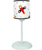 Resim ŞENAY AYDINLATMA Çocuk Odası Kumaş Silindir Abajur-beyaz Uçak 