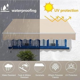 Resim Geri Çekilebilir Tente Yedek Kumaş - 2,5-5 m Veranda Tenteleri için Güneş Koruma Gölgeliği - Kırmızı Kanvas - Dış Mekan Gölgesi 10x5 ft (3x1,5 m) 