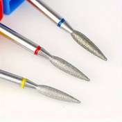 Resim 1/3 adet Elmas Matkap Uç Seti, Alev Bit Tasarımı, Profesyonel Manikür Pediçür Aleti, Temizleme, Düzeltme ve İnce Detay İşleri için - 3/32" Gövde, Orta ve İnce ve Ekstra İnce Zımpara, Dezenfekte Edilebilir 