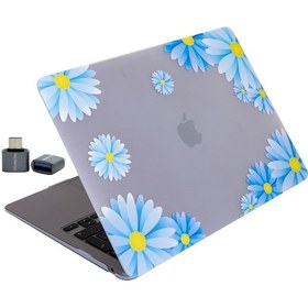 Resim Apple Uyumlu MacBook Air 13.6 M2 M3 M4 M5 Kılıf Mat İnce Lazer Baskılı Çiçek Desenli Sert Kapak Açık Mavi 