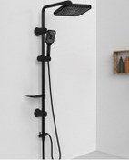 Resim Fawer Full Siyah Yağmurlama Robot Duş Seti Siyah Yönlendirici Ve Siyah Hortumlu Siyah 