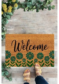 Resim Mavi Çiçekler, Welcome İç Ve Dış Kapı Önü Paspası, Dijital Baskı 