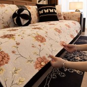 Resim 1 adet Zarif Vintage Chenille Peony Kanepe Kılıfı - Lüks Kaymaz, Evcil Hayvan Dostu Kanepe Koruyucu Çiçek Deseninde | Makinede Yıkanabilir, Tüm Mevsimler için Dekorasyon, Oturma Odası, Yatak Odası, Ofis Mobilyaları için Uygun, Koltuklardan 4 Kişilik Kaneplere Kadar Uyarlar, Peony Dekoru 