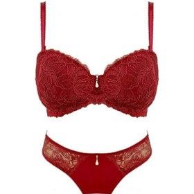 Resim Bayan Desteksiz Brode Kaplı Taşlı Bordo Sütyen Takım 5155 Bordo 