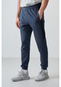 Resim Tommy Life İndigo Yüzeyi Dokulu Standart Fit Nakışlı Erkek Eşofman Alt - 82126 İndigo 