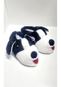 Resim Köpek Figürlü Yumuşacık Kışlık Ev Pandufu Siyah 