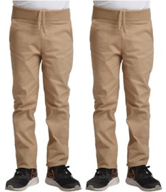 Resim Nacar Unisex Çocuk Rahat Kalıp Ribana Bel Canvas Keten Okul Pantolonu 2 Adet 