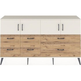 Resim Arges Konsol 4 Raflı 6 Çekmeceli 4 Kapaklı 176x30x99 Aytaşı-aytaşı/çam Aytası/atlas Çam - Aytası 