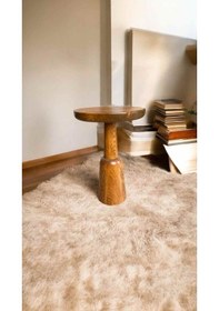 Resim Masif Ahşap Yan Sehpa Doğal Tik Ağacı Renk Tekli Mantar Sehpa - Wooden Coffee Table Tik Ağacı 