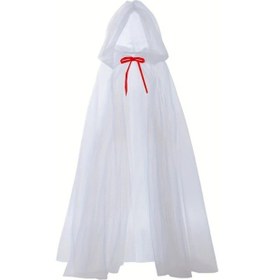 Resim Elmpaly Beyaz Cadı Kostümü - Zarif Ölüm Cübbesi Başlıklı Elbise Parti Ve Rol Yapma Diğer 