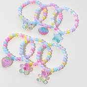 Resim Sevimli Kalp & Yıldız Süslemeli 6 Adet Çok Renkli Boncuk Bilezikler - Pastel Pembe, Mavi, Sarı, Mor, Yeşil, Şeffaf Plastik Takılar 3 Yaş ve Üzeri Kızlar İçin - Parti Hediyeleri, Sınıf Ödülleri, Doğum Günü Hediyesi & İyi Çanta Doldurucular 