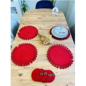 Resim Jütex Home Jüt Hasır Amerikan Servis Supla ve Bardak Altı 8 Parça 