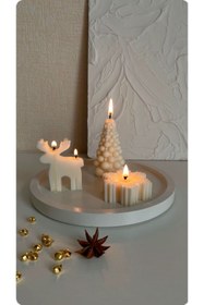 Resim Toplu Çam Ağacı+Geyik+Kar Tanesi (3'lü set) Yeni Yıl Yılbaşı Yeni Yıl Beyaz Renk Dekoratif 