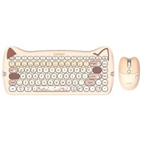 Resim Everest KM-6285 CATTY MINI Renkli Tuşlu Bej 2.4 GHz BT Kablosuz Q Multimedia Klavye ve Mouse Seti 