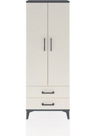 Resim Arges Dolap 2 Raflı 2 Çekmeceli Tek Askılı 60x30x163 Antrasit-aytaşı Antrasit 