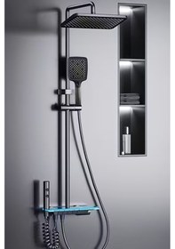 Resim Robo K12c Yeni Nesil Led Göstergeli Tuşlu Dijital Duş Sistemi Gri 