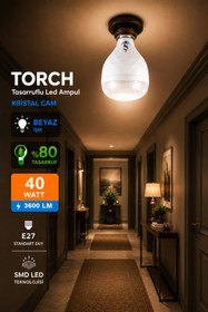 Resim ŞANLED 40W KRİSTAL Tasarruflu E27 Beyaz Işık Torch Led Ampul-1-2-4-6-8-10 Adettir 