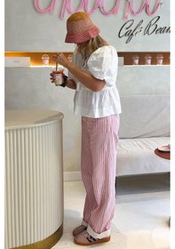 Resim Madmext Pembe Çizgili Kadın Jean Pantolon Mg2463 Pembe 