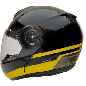 Resim ZEUS ZS-3050 BE6 Black Yellow Çene Açılır Motosiklet Kask 