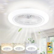 Resim Uzaktan Kumandalı Tavan Vantilatörü ve Aydınlatma, Çok Fonksiyonlu E26/E27 Soketli, Ayarlanabilir Işık ve Fan, Basit Tasarım, Kolay Kurulum, Banyo, Yatak Odası, Çalışma Odası, Oturma Odası ve Yemek Odaları İçin LED Işıklı 