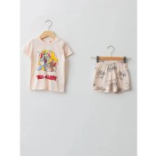 Resim LC Waikiki Bisiklet Yaka Kısa Kollu Tom ve Jerry Baskılı Pamuklu Erkek Bebek Pijama Takımı 