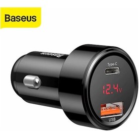 Resim Symbee Baseus 45w Araç Şarj Cihazı, Çift Port Usb+type-c , Led Ekran, Hızlı Şarj, 6a Akım, Siyah 