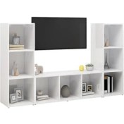 Resim T Designo Tdesıgno Nehir Kitaplıklı Televizyon Sehpası - Ünitesi -Kitaplık-Beyaz 150 cm 9 Raflı 