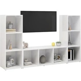 Resim T Designo Tdesıgno Nehir Kitaplıklı Televizyon Sehpası - Ünitesi -Kitaplık-Beyaz 150 cm 9 Raflı 