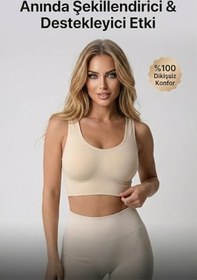 Resim Wiforte Kadın Toparlayıcı Büstiyer Korse Dikişsiz Spor Sütyen Pedli Kalın Askılı Destekleyici Sütyen Göğüs Toparlayıcı Rahat Esnek Günlük Kullanım Fitness Yoga Sporcu Büstiyeri 