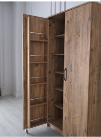 Resim Çok Amaçlı 2 Kapaklı Mutfak Erzak Kiler Dolap 86 x 52 x 180 CM 