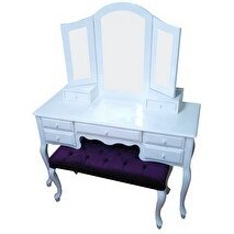 Resim Bengi Ticaret Makyaj Masa 12549 Dresuar 7Çekmec Ahşap Kayın Aslan Ayak Beyaz Yan Açılır Ayna 
