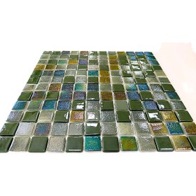 Resim MozaiKristaL Tüm yüzeyler için 25x25mm. Yeşil Karışım, 31,5x31,5cm. Fileli Cam Mozaik. ( 1 m2 Fiyatıdır ) 