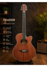 Resim Valares Fa40mg / Fa40sm 40 Akustik Gitar Maun & Ladin Gövde Mat Yüzey Kaliteli Teller Orta Seviye Natural 