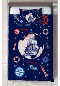 Resim Mekta Home Bebek Ve Çocuk Odası Denizci Gemi Desenli Yatak Örtüsü Renkli 