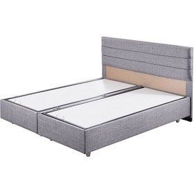 Resim Sofia İkili Set, Sofia Çift Kişilik Baza Başlık Seti Açık Gri 180 x 200 