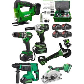 Resim OG Germany Steel 6 Makina 4 Akülü Şarjlı Somun Sıkma-Spral Taşlama-Dairesel Testere-Kırıcı Hilti-Dekupaj 