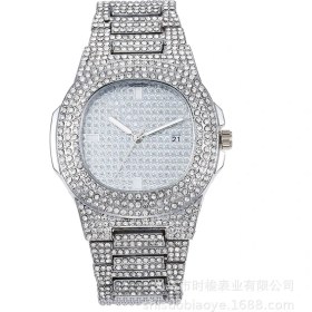 Resim 2xudc Gümüş 10*10*10 2023 Hip Hop Elmas Izle Rap Erkek Kuvars Kayış Takvim Yıldızlı Çelik Kemer Tam Elmas Kuvars Izle (Yurt Dışından) 