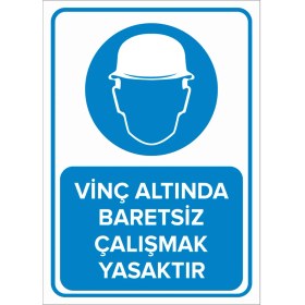 Resim Mıgnatıs - Forkliftte Çalışırken Koruyucu Baretini Tak Levhası - Sac Malzeme 25 x 35 cm 