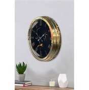 Resim Altın Gold Rengi Metal Çerçeveli Salon Ofis Duvar Saati 40 Cm Ç48 