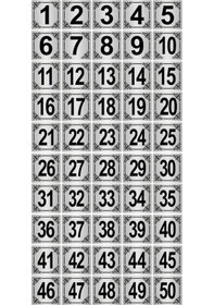 Resim Metal Kapı,Masa,Dolap Numarası 7x7cm 50 adet (1..50) Gümüş Renk Metal 