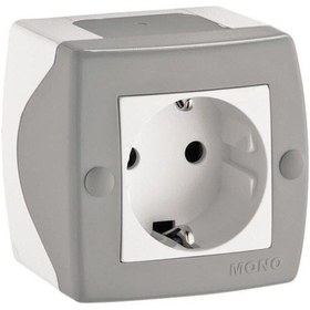 Resim Octans Topraklı Priz Gri+beyaz Sıva Üstü 