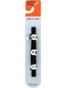 Resim Luxury Paws Kedi Boyun Tasması Felix Taşlı Siyah 10mm-32CM 