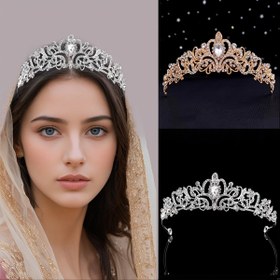 Resim 1 adet Vintage Elegant Gelin Taç, Alüminyum Taç ile Rhinestone Vurgular, Düğün Perdesi ve Updo Saç Aksesuarı, Prenses Doğum Günü Hediyesi, Performans Kostümü Başlık Parçası - Tek Parça 